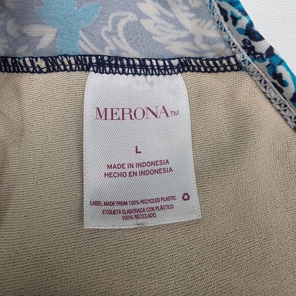 Merona Womens Halter Style Floral Tankini Swim Top w/Tie Back Neck Size L Beach - Picture 8 of 12